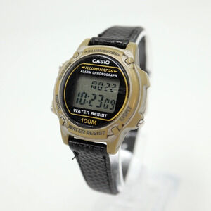 Vintage Casio Illuminator Digital Watch LW-100H Alarm Chronograph Black Leather